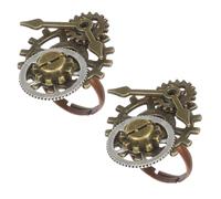UKCOCO 2pcs Bagues Steampunk Vintage en Alliage Design Horloge et Engrenage, Anneaux Créatifs et Portables pour Hommes et Femmes, Style Unique et Élégant