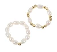 UKCOCO 2pièces Anneaux Perles De Culture Pour Femmes De Bagues Ajustables Élégantes Bijoux De Doigt Décoratifs Pour Toutes Les Occasions