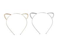 UKCOCO 2Pièces Bandeau Oreilles de Chat Lot de Bandeaux Adorables pour Filles Argenté et Accessoires de Cosplay et Décoration Festive