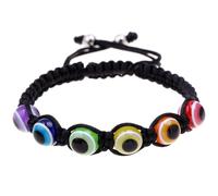 UKCOCO 2pièces Bracelet Arc-en-ciel Mauvais Œil Perles Chaîne Réglable Accessoire Pour Femmes Et Filles Cadeau De Parure