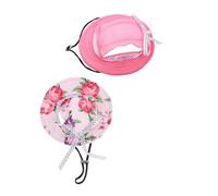 UKCOCO 2pièces Casquette Chien Petit avec Visière Large pour Protection Solaire Extérieure Chapeau Été Confortable Et Respirant pour Animaux De Compagnie Rose Princesse Et Rayé