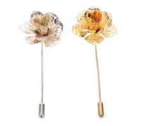 UKCOCO 2pièces Épingles à Revers Forme De Rose Pour Costume Smoking Fête Mariage Style Vintage Métal Lot