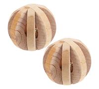 UKCOCO 2pièces Jouet à Mâcher Bois Naturel pour Hamster avec Clochette Balle De Dentition pour Lapin Cochon Rat Gerbille