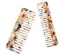 UKCOCO 2pièces Peignes à Dents Larges Marbrés Acétate Démêlage Doux Pour Cheveux Naturels Petit Lot De Peignes Pratiques Pour Femmes Et Hommes Coiffage Maison Et Voyage