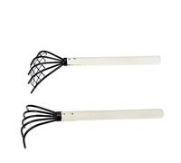 UKCOCO 2pièces Râteau à Palourdes à Dents avec Manche Outil à Main Polyvalent pour Creuser Sable Et Terre Râteau à Griffes pour Plage Et Jardinage
