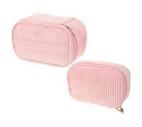 UKCOCO 2pièces Trousse de Maquillage Côtelé Lot de Cosmétiques Portables avec Fermeture Éclair et Poignée pour Organisation des Produits de Beauté