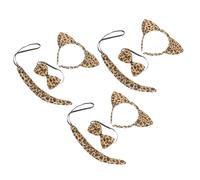 UKCOCO 3 Ensembles Set de Bandeaux Oreilles de Chat avec Nœud et Queue Costume Animal pour Garçon Fille Accessoire Cosplay pour Fêtes et Halloween