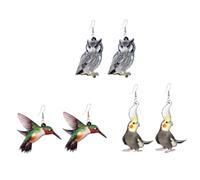 UKCOCO 3 paires Boucles Oreilles Oiseaux Acryliques Créatives pour Femmes Lot de Colorées Légères et Durables pour Fêtes et Usage Quotidien