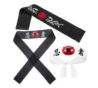UKCOCO 3 pièces Bandeaux Ninja Japonais Noir et Blanc pour Arts Martiaux Cuisine et Sport Bandeaux Karaté et Chef Accessoire Multiusage pour Garçon Fille et Adultes