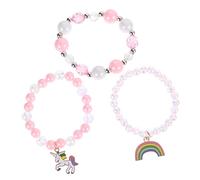 UKCOCO 3 pièces Bracelet Garçon Fille avec Perles Arc Ciel et Licorne Accessoires de Poignet Colorés pour Décoration à Porter pour Garçon