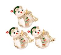 UKCOCO 3 Pièces Broche Bonhomme de Neige de Noël en Alliage, Style Mignon | Attache et Retrait Faciles, Mécanisme Sûr, Fête de Fin D'année, Hiver, pour Femmes et Filles