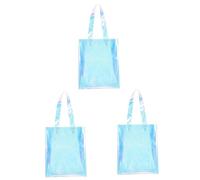 UKCOCO 3 Pièces fourre-Tout irisé Grand fourre-Tout fourre-Tout pour Faire du Shopping Le fourre-Tout Voyages Bourse fourre-Tout d'épicerie à Main PVC Ciel Bleu