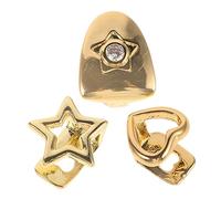 UKCOCO 3 Pièces Grills Dentaires Hip Hop Dorés Finition Bijoux Cœur et Étoile pour Fête Cosplay et