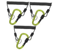 UKCOCO 3 pièces Lanière Spirale Rétractable pour Câble Acier Vert Mousqueton Sécurisé Clip à Ressort pour Outils et Contrôle de Canne Anti-Perte