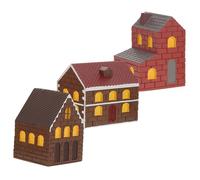 UKCOCO 3 Pièces Miniature Garden House Statues Resin Fairy Cottage Figurines for DIY Bonsai Terrarium Cake Decoration and Photography Props Japanese Style Small Outdoor Cottage Set