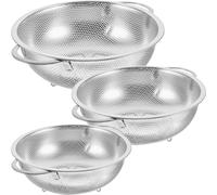 UKCOCO 3 pièces Passoire Acier Inoxydable avec Poignées Doubles de Passoires pour Lavage de Fruits et Légumes pour Cuisine et Évier Dimensions