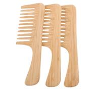UKCOCO 3 Pièces Peigne Large Dents Bambou avec Poignée Lot Peignes Démêlants pour Femmes Cheveux Bouclés Épais et Fins Résistant et Léger pour Usage Quotidien et Soins Perruques