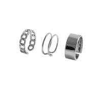 UKCOCO 3 pièces Set de Bagues Ouvertes Argenté Anneaux pour Femme Design Vintage Élégant et Ajustable Bijoux Raffinés et Durables