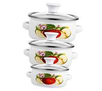 UKCOCO 3 pièces Set de Mini Marmites Émaillées à Fond Plat avec Doubles Poignées Casseroles Polyvalentes pour Soupe Nouilles Instantanées et Cuisine Quotidienne Conduction Thermique