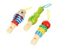 UKCOCO 3 pièces Set de Sifflets Animaux Bois Musical pour Formes Animales Uniques et Securisé pour Développement Cognitif et Éducatif Maison École