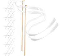 UKCOCO 30 Pièces Baguette Magique Féerique avec Rubans Blancs Légers en Bois et Métal, Décoration Festive avec Clochettes pour Mariage et Fête de Noël