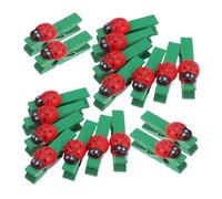 UKCOCO 30 Pièces Mini Wooden Photo Clips Ladybug Style Small Craft Pegs Memo Card Holders for Photos Paper and DIY Crafts