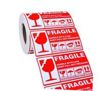 UKCOCO 300 pièces Étiquettes Autocollantes Rouge Adhésives pour Expédition Autocollants Manipuler avec Soin Résistants et Faciles à Coller pour Cartons Colis et