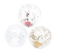 UKCOCO 3Pièces Balles de Plage Gonflables PVC Jouets Eau Colorés avec Sequins pour Ballons de Plage Transparents et Lumineux
