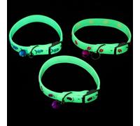 UKCOCO 3Pièces Collier de Chiot Fluorescent avec Cloches Collier Lumineux Ajustable pour Animaux Design Pratique et Confortable pour Sorties Nocturnes Couleurs