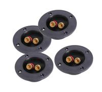 UKCOCO 4 Ensembles Borne de Connexion à Vis Métal Noir, Deux Ports DIY | Structure à Coupelle Vissée, Deux Trous de Montage, Branchement Propre pour Caisson Subwoofer et Installations Audio