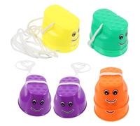 UKCOCO 4 paires Échasses Godets Garçon Fille Couleurs Assorties Sportif Extérieur Antidérapant avec Corde Ajustable pour Développement de Équilibre et Coordination
