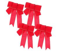 UKCOCO 4 pièces Arcs de Noël Rouge à Bord Doré Nœuds Décoratifs Résistants pour Sapin Cadeau DIY Décorations Festives Polyvalentes avec Attache Métallique