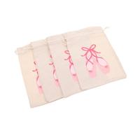 UKCOCO 4 Pièces Ballet Shoe Bags with Drawstring Portable Lightweight Ballet Storage Pouch for Dance Shoes and Costumes Canvas Organizer