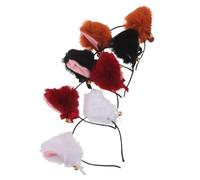 UKCOCO 4 Pièces Bandeau Oreilles de Renard Fourrure Synthétique avec Cloche Noir Blanc Rouge Foncé Accessoire Cosplay Animal Léger et Confortable pour Fête Halloween Costume Adulte Garçon