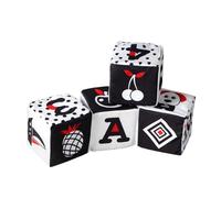 UKCOCO 4 pièces Blocs Cube Garçon Fille Noir Blanc Éducatif Empilable Développement Sensoriel et Cognitif Cadeau Naissance