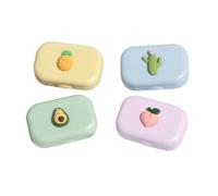 UKCOCO 4 pièces Boîte de Lentilles de Contact Cartoon avec Miroir et Pince Porte-lentilles Couleur pour Soin des Yeux Coffret Sécurisé pour Voyage et Usage Quotidien