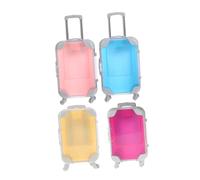 UKCOCO 4 Pièces Boîte de Rangement Maquillage Transparente Forme de Petite Valise Réaliste avec roulettes et Poignée Lot de Mini Valises pour Cils Bijoux et Accessoires Organisateur de