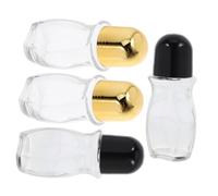 UKCOCO 4 pièces Bouteilles Verre à Roll pour Huiles Essentielles avec Couvercles Noir et Or Contenants Rechargeables et Étanches pour Voyage et Aromathérapie