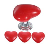 UKCOCO 4 pièces Bouton Poussoir Chasse Eau Wc Forme Cœur Rouge Accessoire Toilette Facile à Installer Bouton Chasse Eau Réservoir Poussoir Durable pour Salle Bain