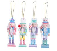 UKCOCO 4 pièces Décoration Noël Nutcracker Figurines Traditionnelles Ornements Suspendus pour Sapin Intérieur et Fenêtre Ambiance Festive