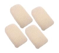 UKCOCO 4 Pièces Éponge de Bain, Éponge Garçon et Filles en Coton et Lin, Beige, Exfoliante, Absorbante, pour Enfants et Famille