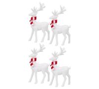 UKCOCO 4 Pièces Figurines de Noël, Renne Debout Blanc, Décor Moderne | Finition Acrylique Brillante et Transparente, Décor Compact, pour Bureau, Chambre, Manteau et Village de Noël