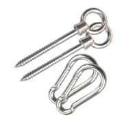 UKCOCO 4 Pièces Kit Suspendre pour Hamac Mousquetons et Crochets en Acier Inoxydable, Usage Sécurité pour Jungle Hammock et Set en Bois, Lot de Anti-Rouille