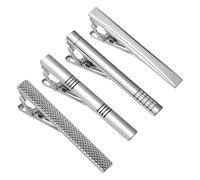 UKCOCO 4 pièces Lot Pinces à Cravate Cuivre Argenté Clips Classiques et Discrets pour Cravates Standard Accessoires Durables pour Homme Affaires et Événements