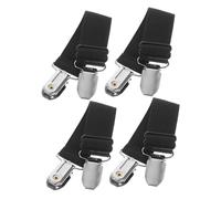 UKCOCO 4 Pièces Pinces à Pantalons Pince à Sangle Groupe Réutilisable Sangler Haleter Taille Clips De Fixation De Pantalon Simple Pince pour Jambe De Pantalon Bretelles Black Élastique