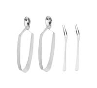 UKCOCO 4 pièces Pinces Escargot Acier Inoxydable Set Multifonction avec Fourchettes à Deux Dents Poignée Pression Facile Ustensiles de Table pour Fruits de Mer et Escargots