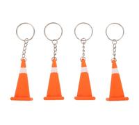 UKCOCO 4 Pièces Porte-clés Mini Cône de Signalisation Réaliste | Décoration Portable, Style Miniature Unique, pour Fêtes à Thème Circulation, Faveur Ludique Garçon et Filles Adultes