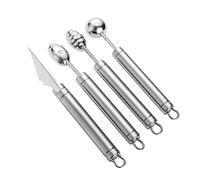 UKCOCO 4 pièces Set de Cuillères Boule Melon Acier Inoxydable Cuillères Creuses Légères et pour Fruits Glaces Dessert Poignée Ergonomique pour Usage Maison et Professionnel