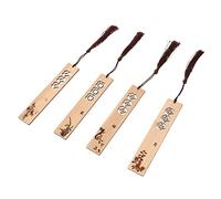 UKCOCO 4 pièces Set de Marque Pages Sculpté Style Chinois Décoration pour Fournitures Scolaires Filles Souvenir Artisanal Naturel pour Lecture