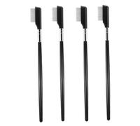UKCOCO 4 pièces Set de Peignes à Cils Acier Inoxydable avec Manche Droit Brosse et Séparateur Métallique Portable pour Maquillage des Cils Outil et Confortable pour Sublimer Regard